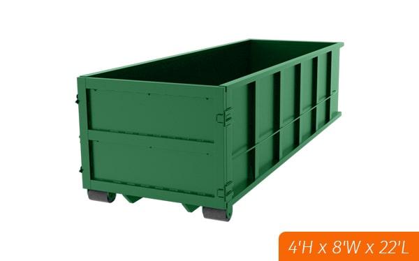 20 yard dumpsters are commonly used for construction projects